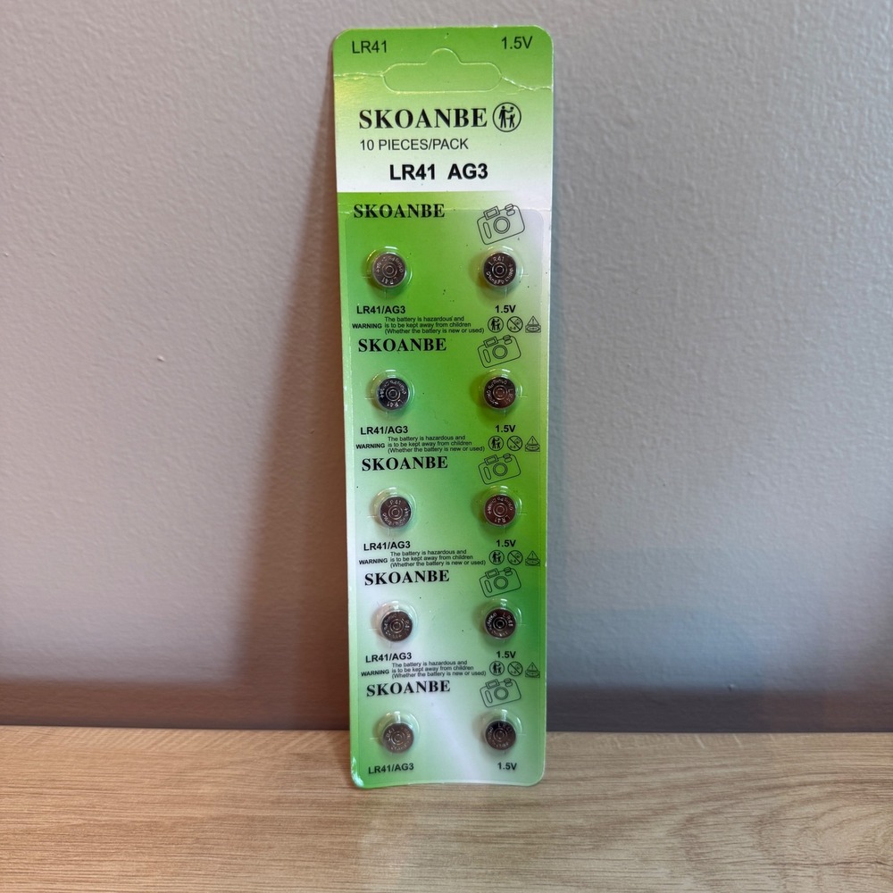 Skoanbe LR41 AG3 1.5V Alkaline Button Cell Batteries 10 Piece‎ Pack New